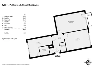 Prodej bytu 2+1, České Budějovice, Puklicova, 64 m2