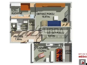 Prodej bytu 3+1, Měšice, 68 m2