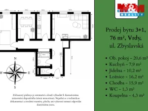 Prodej bytu 3+1, Vrdy - Dolní Bučice, Zbyslavská, 76 m2