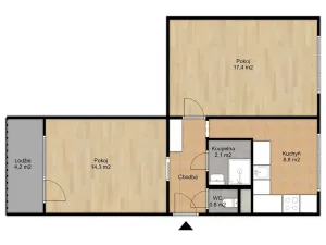 Pronájem bytu 2+1, Kralupy nad Vltavou - Lobeček, Sídliště, 48 m2