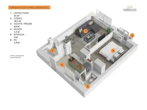 Pronájem bytu 2+kk, Praha, Biskupcova, 48 m2