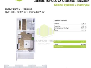 Pronájem bytu 1+kk, Olomouc, Topolová, 38 m2