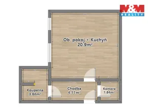 Pronájem bytu 1+kk, Plzeň - Jižní Předměstí, Němejcova, 33 m2