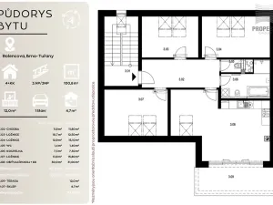 Prodej bytu 4+kk, Brno, Rolencova, 95 m2