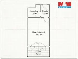 Pronájem bytu 1+kk, Praha, Mezi vodami, 30 m2