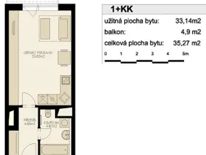 Pronájem bytu 1+kk, Praha - Hostivař, Athénská, 35 m2
