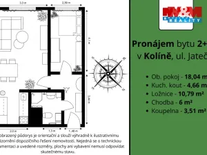 Pronájem bytu 2+kk, Kolín - Kolín IV, Jateční, 43 m2