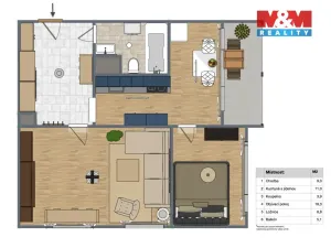 Prodej bytu 2+1, Děčín - Děčín VI-Letná, Krásnostudenecká, 51 m2