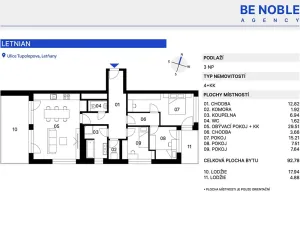 Prodej bytu 4+kk, Praha - Letňany, Vyletalova, 93 m2