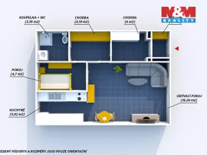 Prodej bytu 1+kk, Vráž, 41 m2