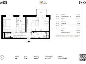 Prodej bytu 3+kk, Hořovice, K Bažantnici, 68 m2