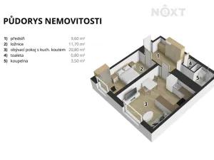Prodej bytu 2+kk, Praha - Břevnov, Nad Kajetánkou, 45 m2