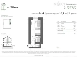 Prodej bytu 1+kk, Praha - Vysočany, Kolmá, 16 m2