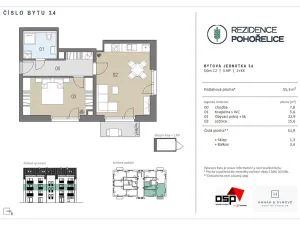 Prodej bytu 2+kk, Pohořelice, U Kasáren, 52 m2