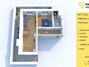 Pronájem bytu 2+kk, Olomouc, Hálkova, 54 m2