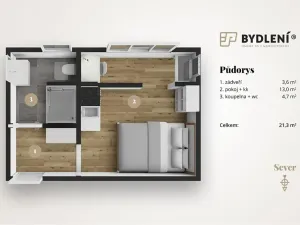 Pronájem bytu 1+kk, Praha - Střížkov, Děčínská, 22 m2