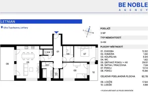 Prodej bytu 3+kk, Praha - Letňany, Vyletalova, 93 m2