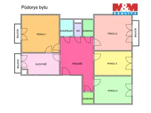 Prodej bytu 4+1, Ostrava, Komenského, 88 m2