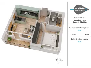 Prodej bytu 2+kk, Praha - Záběhlice, Jabloňová, 35 m2