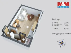 Pronájem bytu 1+kk, Děčín - Děčín I-Děčín, Zámecká, 19 m2