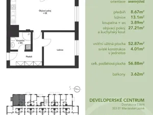 Pronájem bytu 2+kk, Mariánské Lázně, Chebská, 57 m2