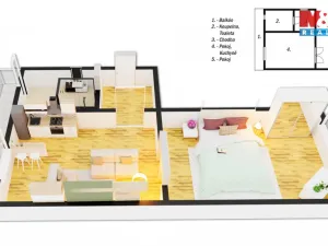 Pronájem bytu 2+kk, Pardubice - Zelené Předměstí, Masarykovo náměstí, 47 m2