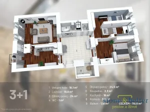 Prodej bytu 3+1, Praha - Smíchov, Zborovská, 111 m2