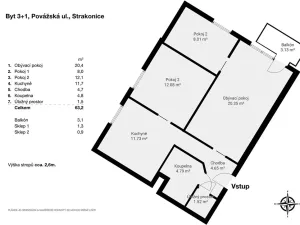Prodej bytu 3+1, Strakonice, Povážská, 63 m2