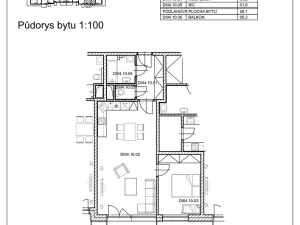 Pronájem bytu 2+kk, Pardubice - Zelené Předměstí, Pod Vinicí, 58 m2