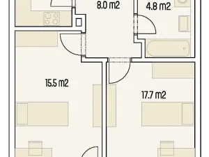 Prodej bytu 2+1, Brno, U Červeného mlýna, 57 m2