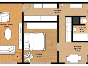 Pronájem bytu 2+1, Český Krumlov, Sídliště Plešivec, 60 m2