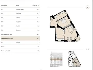 Pronájem bytu 2+1, Praha - Nové Město, Na Zderaze, 86 m2