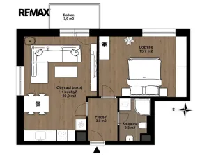Pronájem bytu 2+kk, Plzeň, Pecháčkova, 47 m2