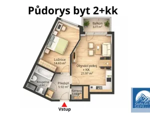Pronájem bytu 2+kk, Praha - Hostivař, Rižská, 56 m2