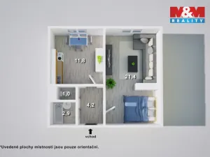 Pronájem bytu 1+1, Ústí nad Labem - Krásné Březno, Rozcestí, 41 m2