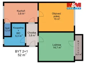 Prodej bytu 2+1, Česká Třebová, Pražského, 52 m2