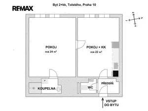 Pronájem bytu 2+kk, Praha - Vršovice, Tolstého, 56 m2