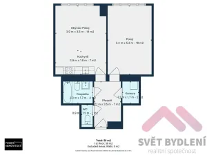 Pronájem bytu 2+kk, Praha - Nusle, Na Pankráci, 58 m2