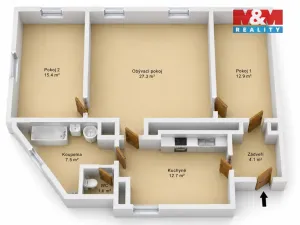 Prodej bytu 3+1, Uničov, Sadová, 78 m2