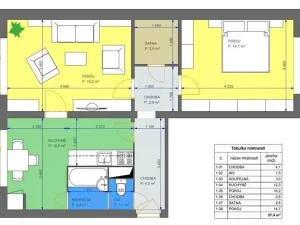 Pronájem bytu 2+1, Brno, Jasanová, 57 m2