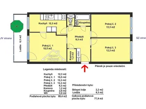 Prodej bytu 3+1, Praha - Modřany, Hausmannova, 78 m2
