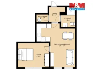Prodej bytu 2+kk, Třeboň - Holičky, 42 m2