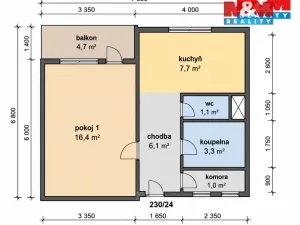 Pronájem bytu 1+1, Radvanice, 36 m2