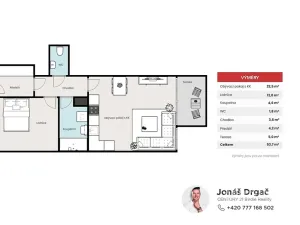 Pronájem bytu 2+kk, Praha - Hlubočepy, Štěpařská, 54 m2
