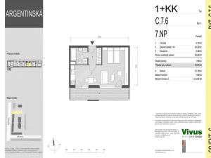 Prodej bytu 1+kk, Praha - Holešovice, Argentinská, 53 m2