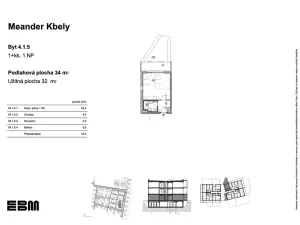 Prodej bytu 1+kk, Praha - Kbely, K Vinoři, 34 m2