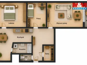 Prodej bytu 3+1, Rychnov nad Kněžnou, Na Trávníku, 65 m2