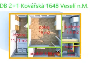 Prodej bytu 2+1, Veselí nad Moravou, Kovářská, 43 m2
