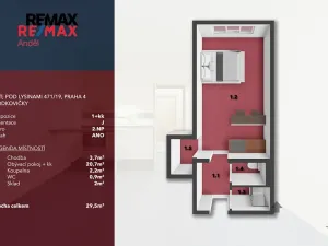 Prodej bytu 1+kk, Praha - Hodkovičky, Pod lysinami, 29 m2