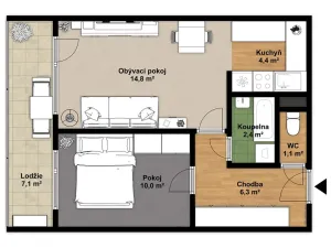 Prodej bytu 2+kk, Praha - Kobylisy, Třebenická, 39 m2